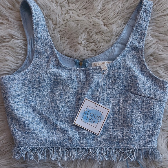 Small Cloud Ten Baby Blue Matching Set with Fringe Detail - Picture 2 of 6